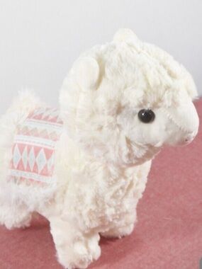 Cream Plush Alpaca with Patterned Saddle - Kids Stuffed Animal
